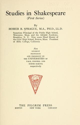 Cover for Studies in Shakespeare.