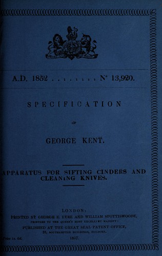 Cover for Specification of George Kent