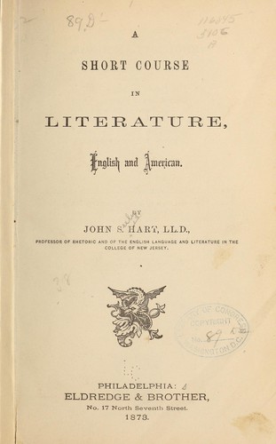 Cover for A short course in literature, English and American.
