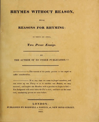 Cover for Rhymes without reason