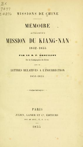Cover for Mémoire sur l'état actuel de la Mission du Kiang-Nan, 1842-1855