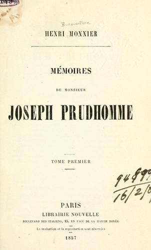 Cover for Mémoires de monsieur Joseph Prudhomme