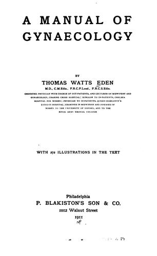 Cover for A Manual of gynaecology