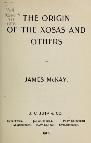 Cover for The origin of the Xosas and others