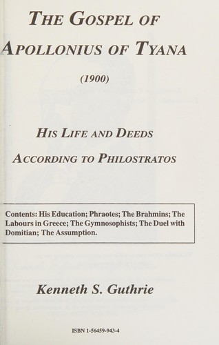 Cover for Gospel of Apollonius of Tyan