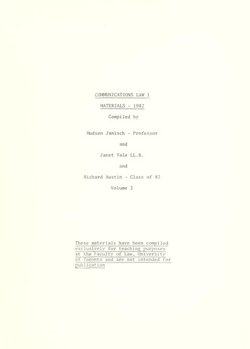 Cover for Communications law I
