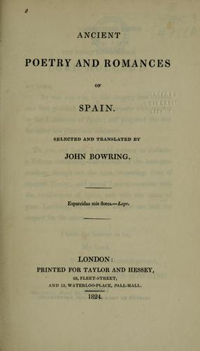 Cover for Ancient poetry and romances of Spain.
