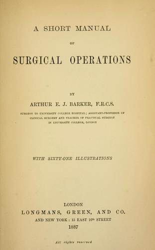 Cover for A short manual of surgical operations.