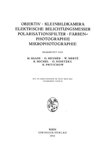 Cover for Objektiv · Kleinbildkamera · Elektrische Belichtungsmesser · Polarisationsfilter Farbenphotographie · Mikrophotographie