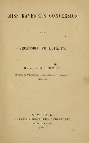 Cover for Miss Ravenel's conversion from secession to loyalty.