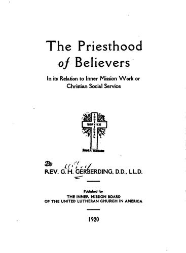 Cover for The Priesthood of Believers in Its Relation to Inner Mission Work of ...