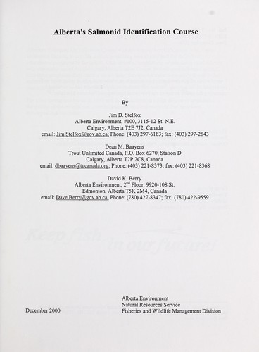 Cover for Alberta's salmonid identification course