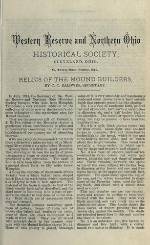 Cover for Relics of the mound builders.