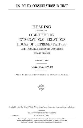 Cover for U.S. policy considerations in Tibet