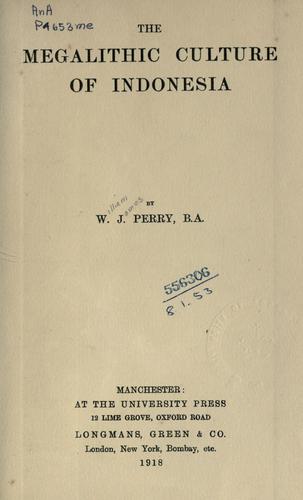 Cover for The megalithic culture of Indonesia