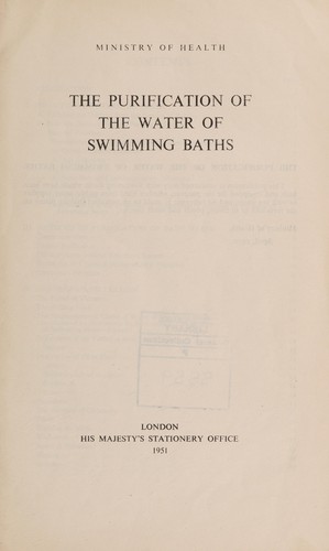 Cover for The purification of the water of swimming baths.