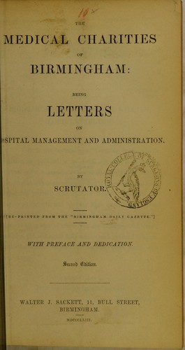 Cover for The medical charities of Birmingham