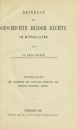Cover for Beiträge zur geschichte beider rechte im mittelalter