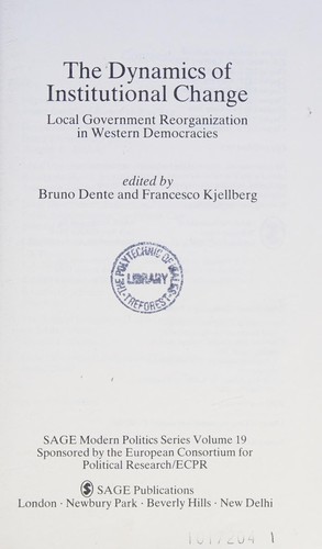 Cover for The Dynamics of institutional change