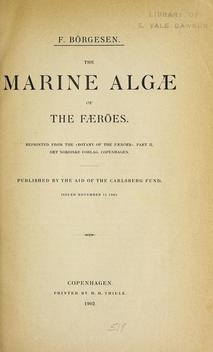 Cover for Marine algae of the Faeröes
