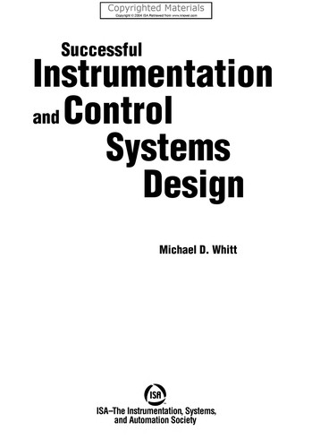 Cover for Successful instrumentation and control systems design