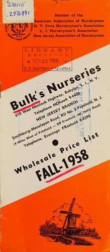 Cover for Wholesale price list, fall-1958