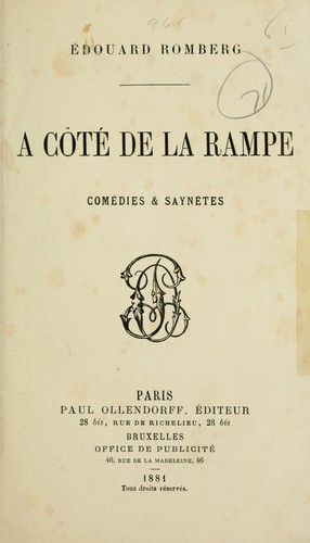 Cover for À oté de la rampe, comédies & saynètes.