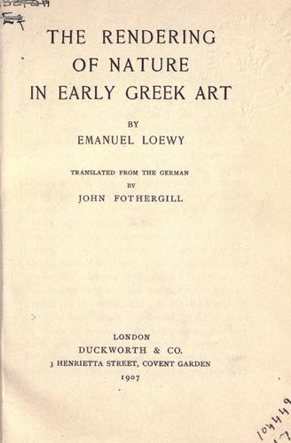 Cover for The rendering of nature in early Greek art