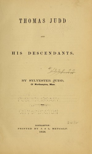 Cover for Thomas Judd and his descendants