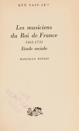 Cover for Les musiciens du Roi de France, 1661-1733