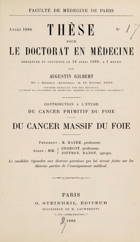 Cover for Contribution à l'étude du cancer du foie