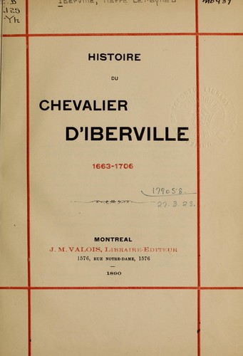 Cover for Histoire du chevalier d'Iberville