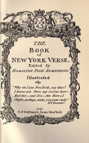 Cover for The book of New York verse.