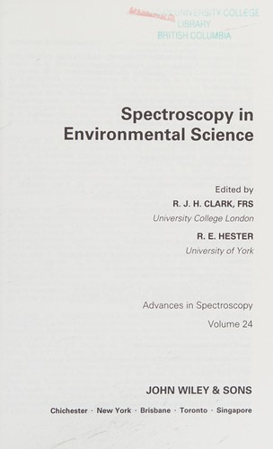 Cover for Spectroscopy in environmental science