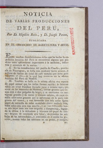 Cover for Noticia de varias producciones del Perú