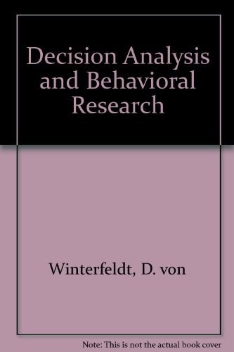 Cover for Decision analysis and behavioral research
