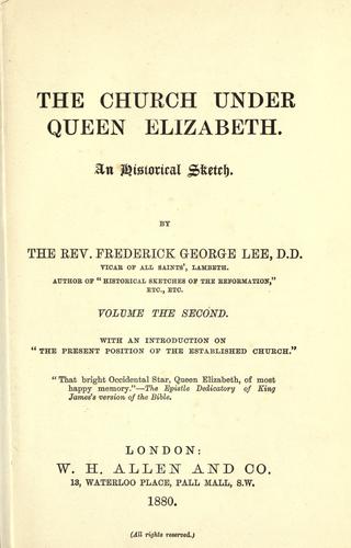 Cover for church under Queen Elizabeth