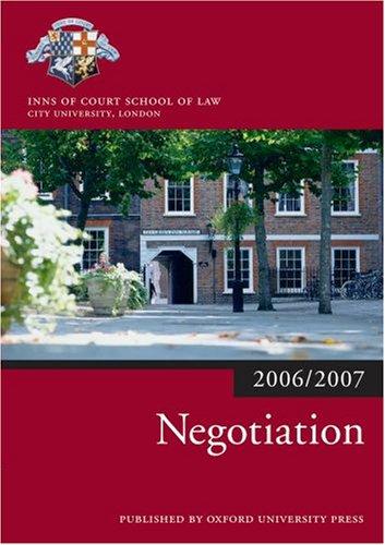Cover for Negotiation 2006-07 (Blackstone Bar Manual)