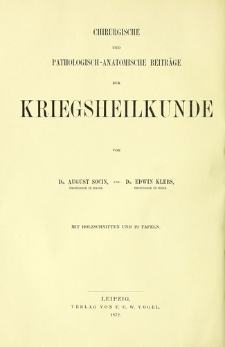 Cover for Kriegschirurgische Erfahrungen gesammelt in Carlsruhe, 1870 und 1871