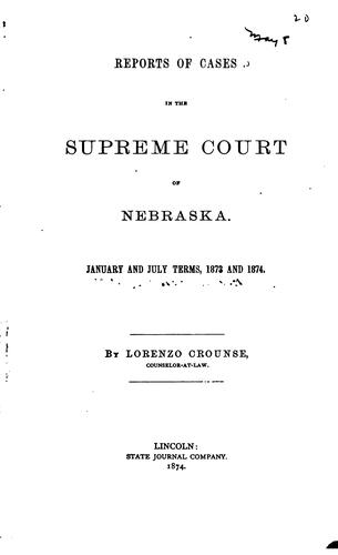 Cover for Reports of Cases in the Supreme Court of Nebraska