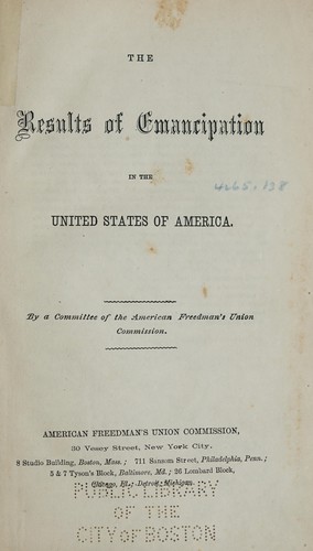 Cover for The results of emancipation in the United States of America