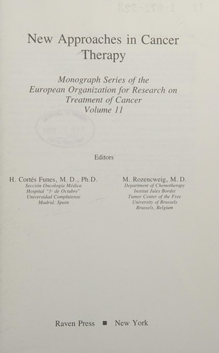 Cover for New approaches in cancer therapy