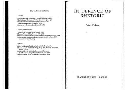 Cover for In Defence of Rhetoric