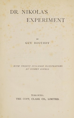 Cover for Dr. Nikola's experiment