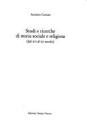 Cover for Studi e ricerche di storia sociale e religiosa (dal XVI al XX secolo)