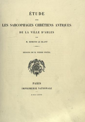 Cover for ©ØEtudes sur les sarcophages chr©Øetiens antiques de la ville d'Ar