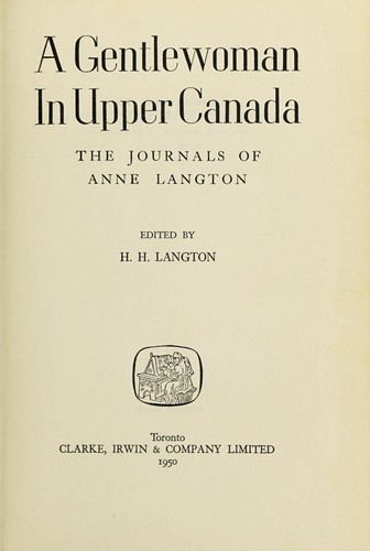 Cover for A gentlewoman in upper Canada
