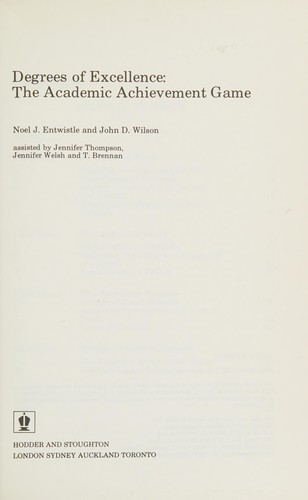 Cover for Degrees of excellence