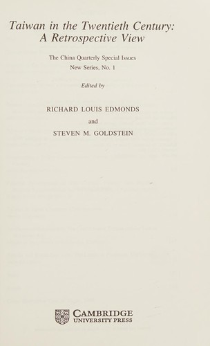 Cover for Taiwan in the twentieth century