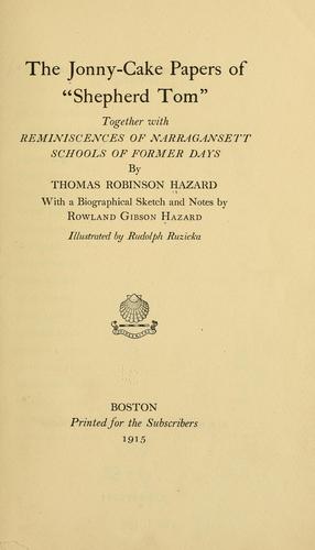 Cover for The Jonny-cake papers of "Shepherd Tom,"